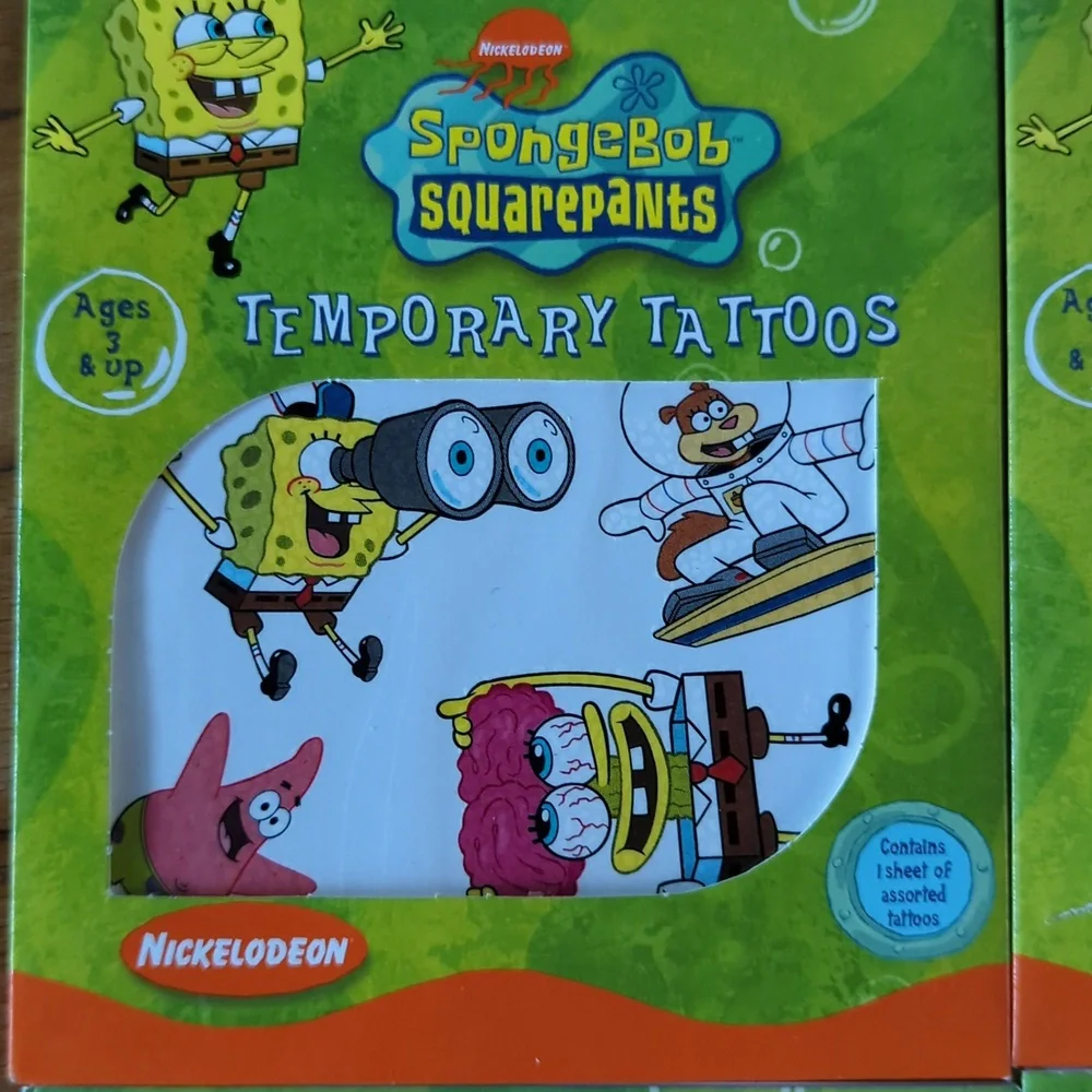 🆕 6 sheets SpongeBob variety temporary tattoos